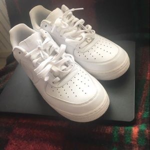 All white low top airforces